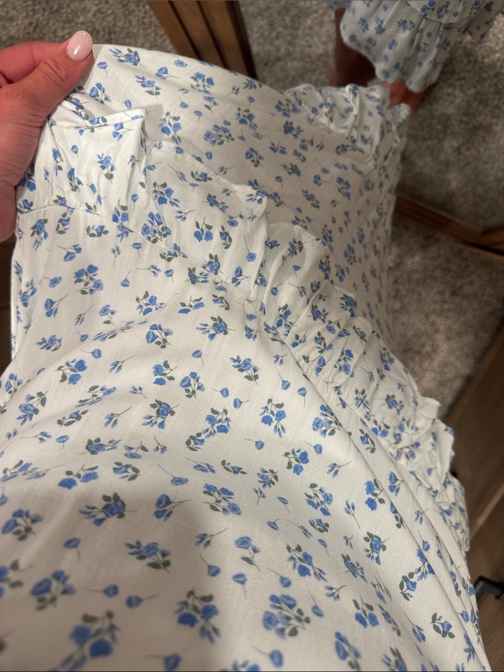 Altar'd State White and Blue Floral Midi Dress - Picture 4 of 4